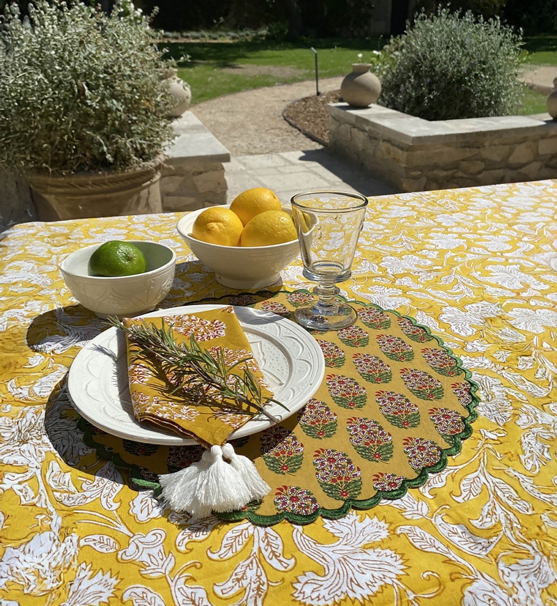 Set de table Blazing Yellow (Lot de 2) - rond - 100% coton - motifs floraux - Jardin Botanique - Miss June Paris - 2