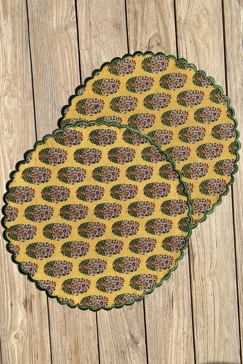 Set de table Blazing Yellow (Lot de 2) - rond - 100% coton - motifs floraux - Jardin Botanique - Miss June Paris - 4