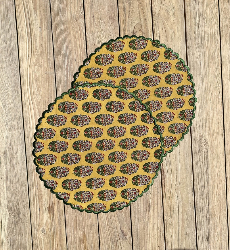 Set de table Blazing Yellow (Lot de 2) - rond - 100% coton - motifs floraux - Jardin Botanique - Miss June Paris - 4