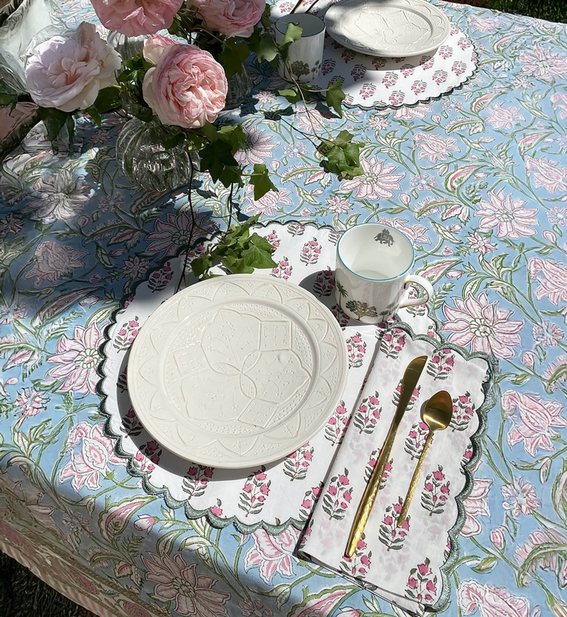 Set de table Blazing White (Lot de 2) - rond - 100% coton - motifs floraux - Jardin Botanique - Miss June Paris - 2