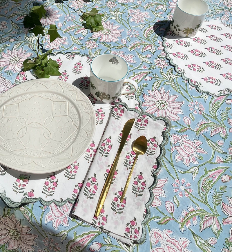 Set de table Blazing White (Lot de 2) - rond - 100% coton - motifs floraux - Jardin Botanique - Miss June Paris - 3