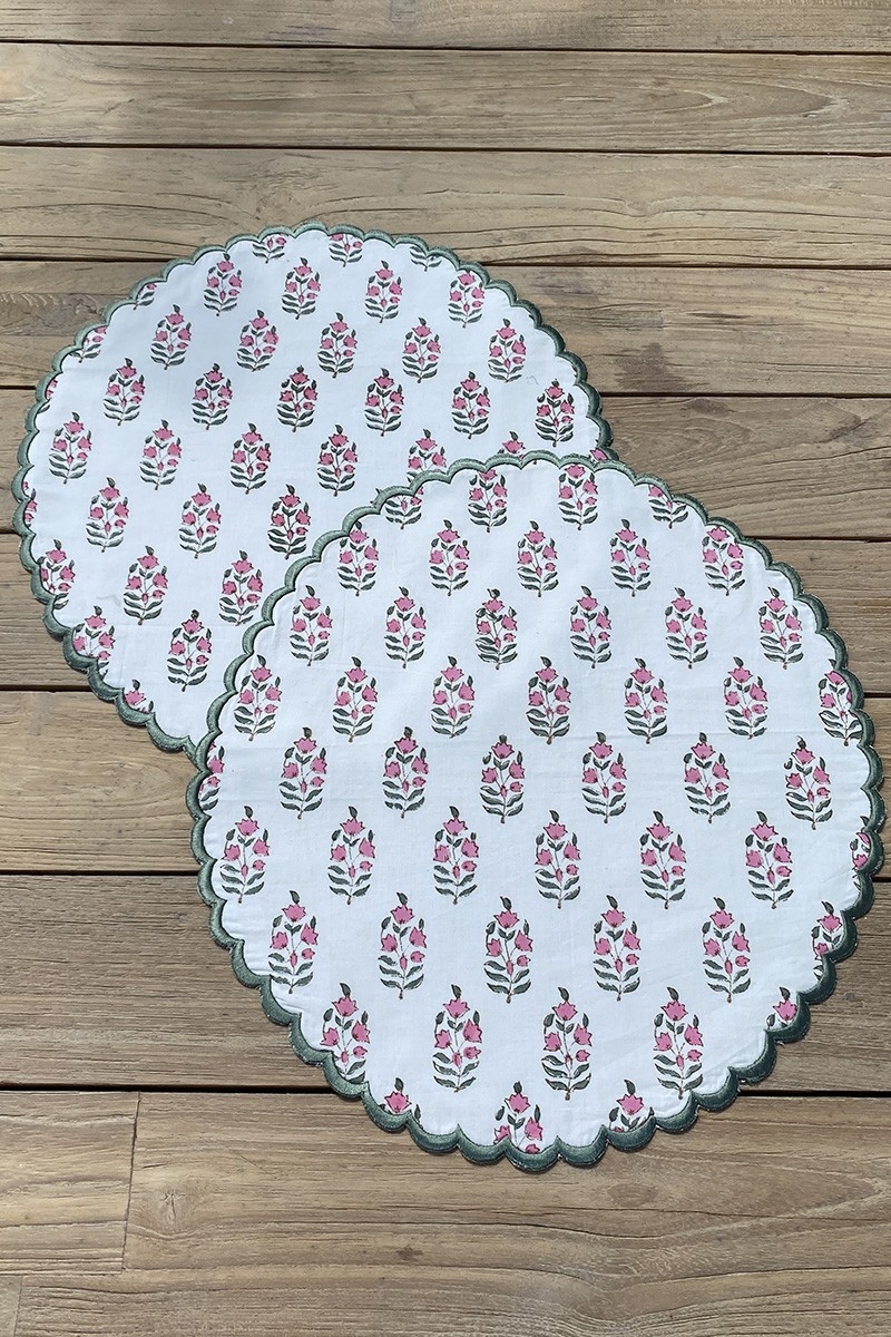 Set de table Blazing White (Lot de 2) - rond - 100% coton - motifs floraux - Jardin Botanique - Miss June Paris - 4