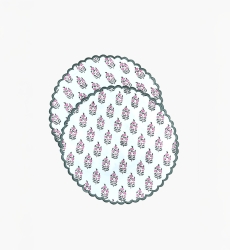 Set de table Blazing White (Lot de 2) - rond - 100% coton - motifs floraux - Jardin Botanique - Miss June Paris - 1