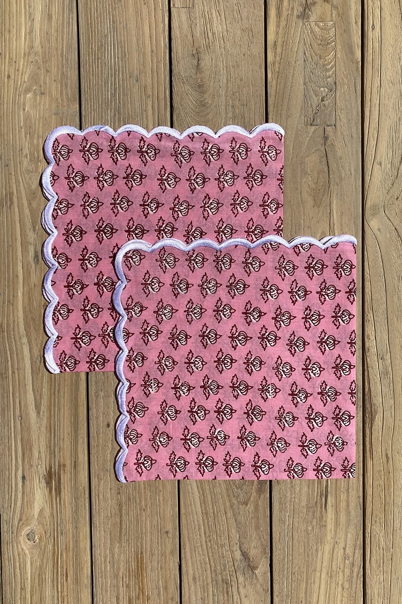 Serviette de table Petal Pink (Lot de 2) - 100% coton - motifs floraux - carrés - Jardin Botanique - Miss June Paris - 3