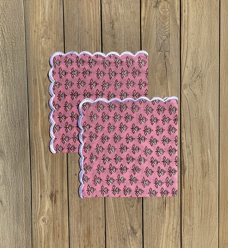 Petal Pink Napkin Set (Set of 2) – square – 100% cotton – floral patterns – Jardin Botanique – Miss June Paris – 3