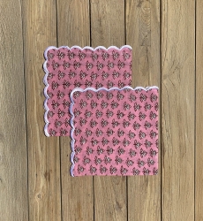 Serviette de table Petal Pink (Lot de 2) - 100% coton - motifs floraux - carrés - Jardin Botanique - Miss June Paris - 3