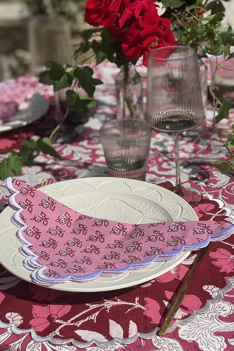 Serviette de table Petal Pink (Lot de 2) - 100% coton - motifs floraux - carrés - Jardin Botanique - Miss June Paris - 2