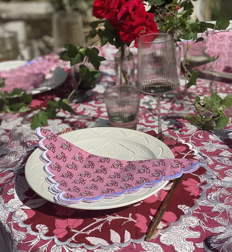 Serviette de table Petal Pink (Lot de 2) - 100% coton - motifs floraux - carrés - Jardin Botanique - Miss June Paris - 2