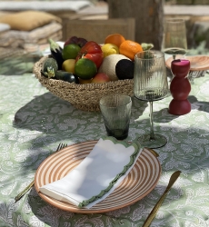 Serviette de table Absinthe Green (Lot de 2) - blanches - 100% coton - broderie verte - Jardin Botanique - Miss June Paris - 3