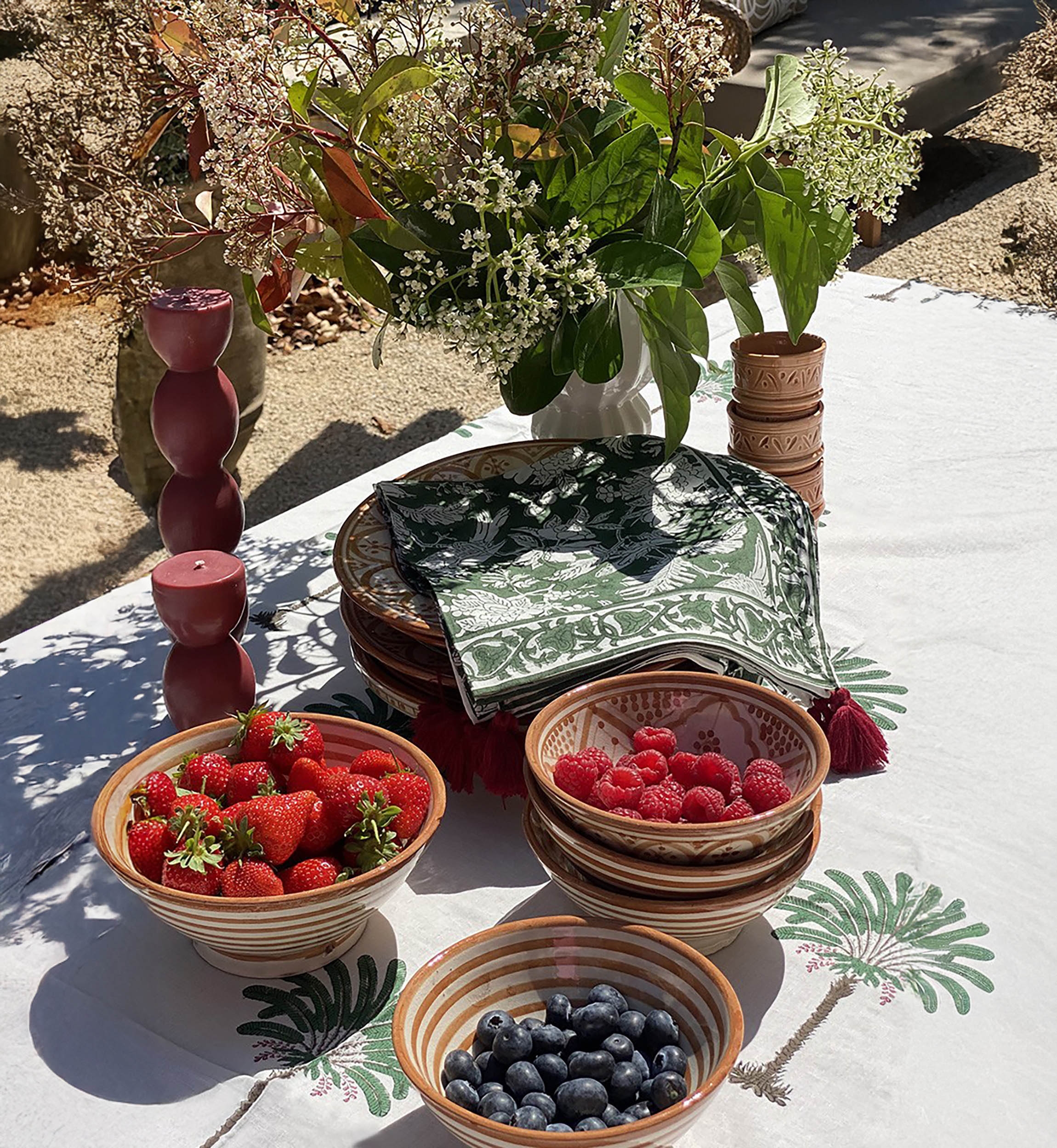 Serviette de table Moonlight Green (Lot de 2) - fleuri - en coton - style boho chic - Jardin Botanique - Miss June Paris - 2