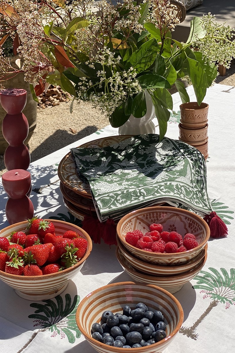 Serviette de table Moonlight Green (Lot de 2) - fleuri - en coton - style boho chic - Jardin Botanique - Miss June Paris - 2