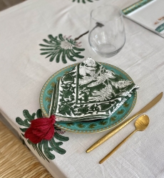 Serviette de table Moonlight Green (Lot de 2) - fleuri - en coton - style boho chic - Jardin Botanique - Miss June Paris - 3