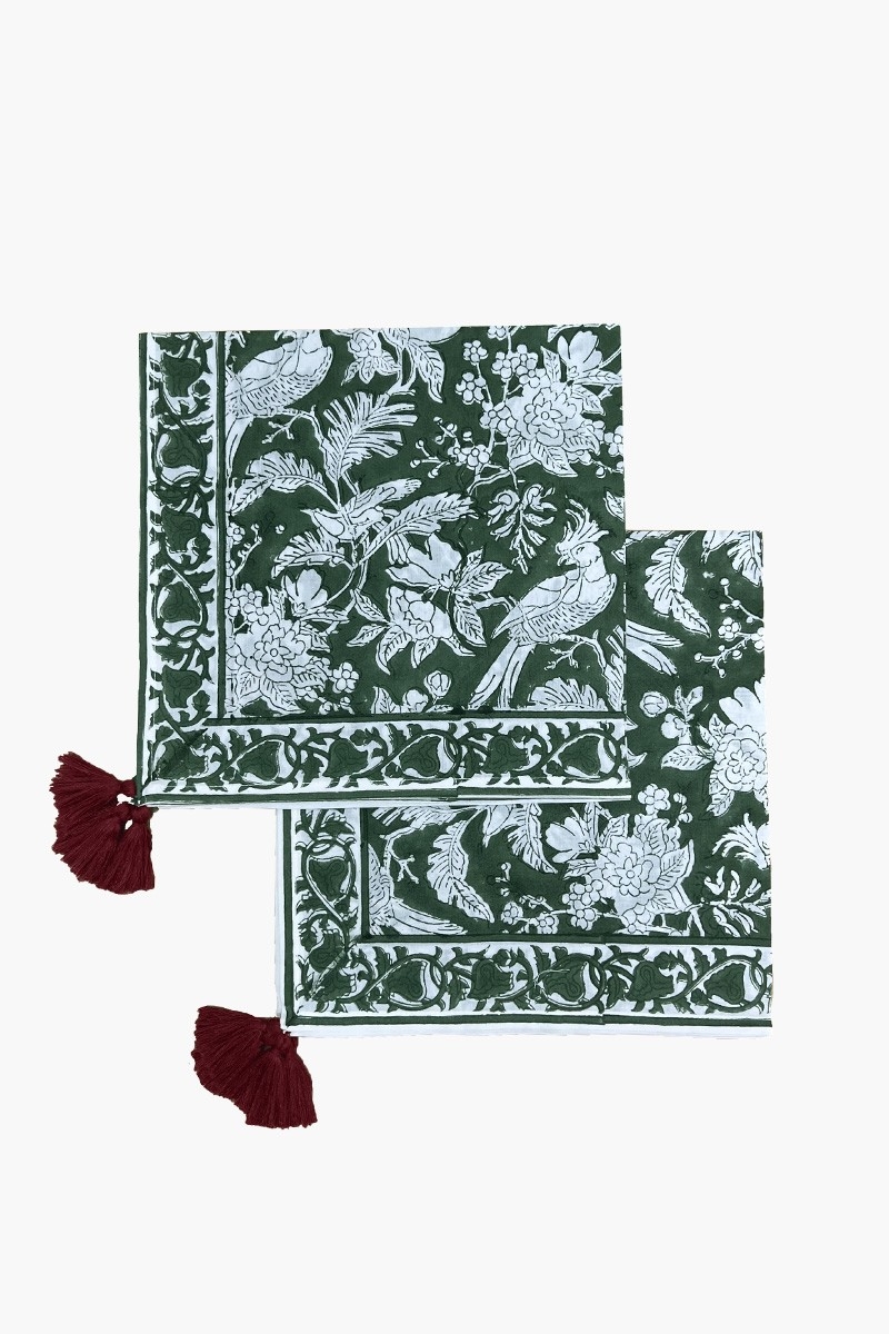 Moonlight Green Napkin Set (Set of 2) – floral – cotton – boho chic style – Jardin Botanique – Miss June Paris – 1