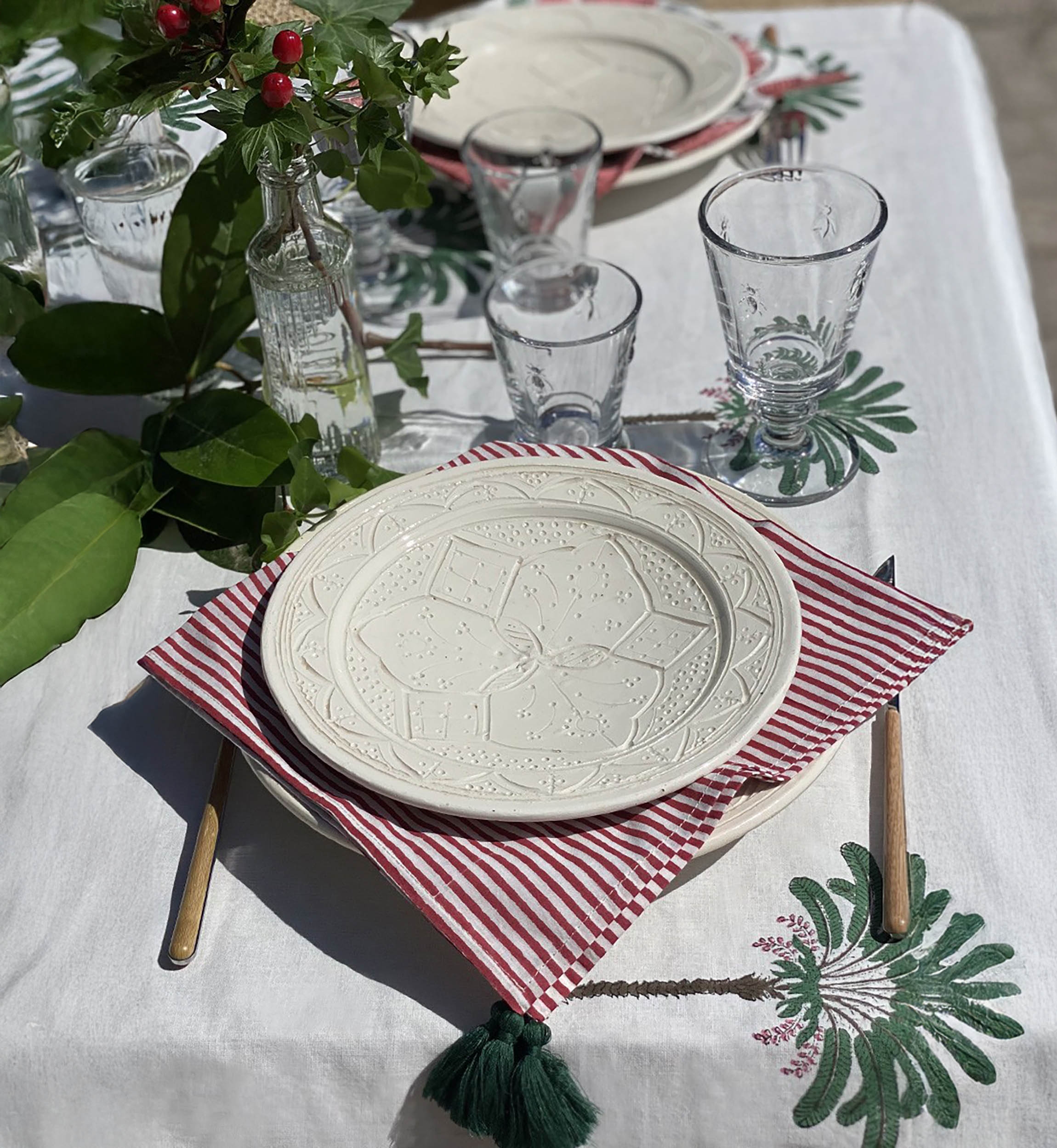 Serviette De Table Summer Stripes - en coton - style boho chic - Jardin Botanique - Miss June Paris - 3