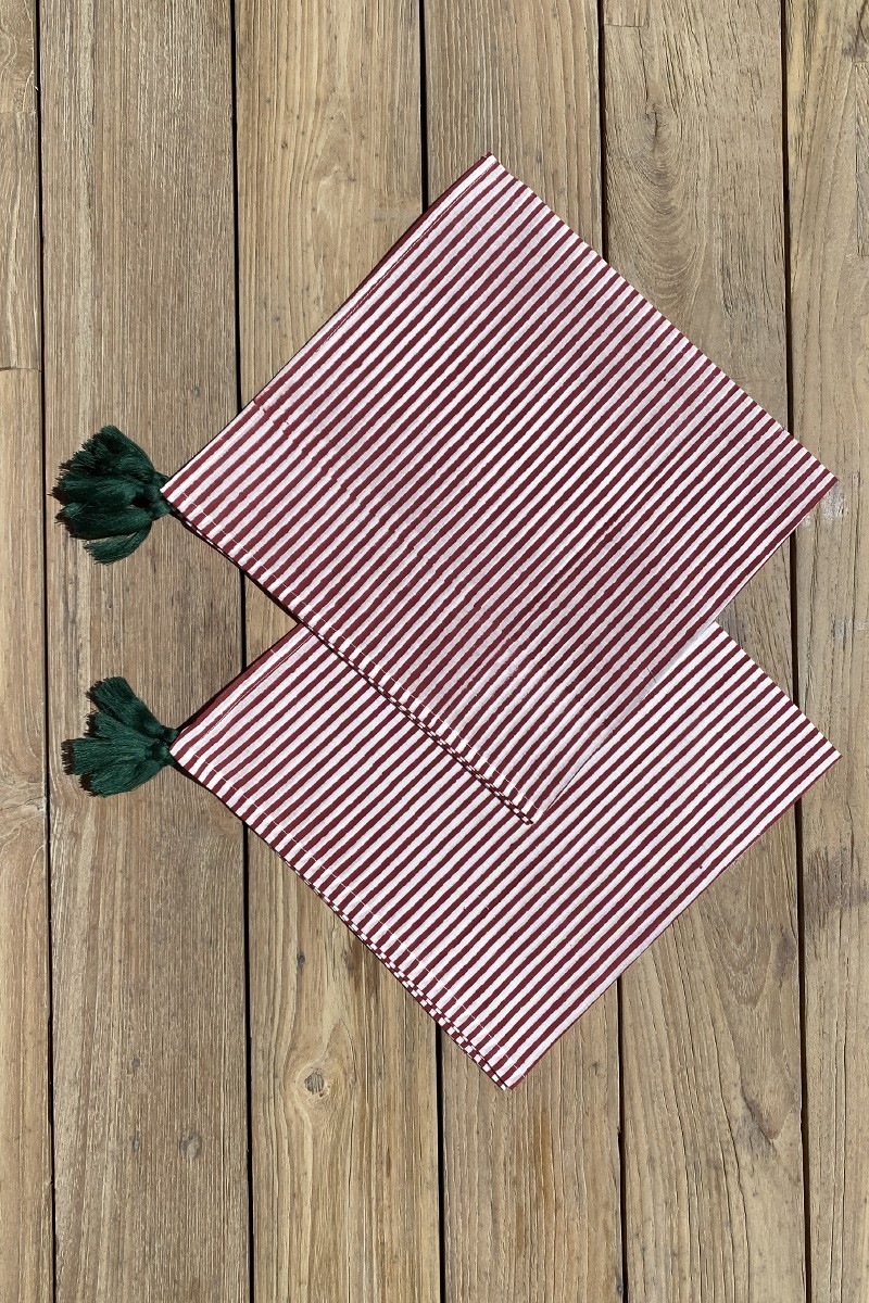 Serviette De Table Summer Stripes - en coton - style boho chic - Jardin Botanique - Miss June Paris - 4