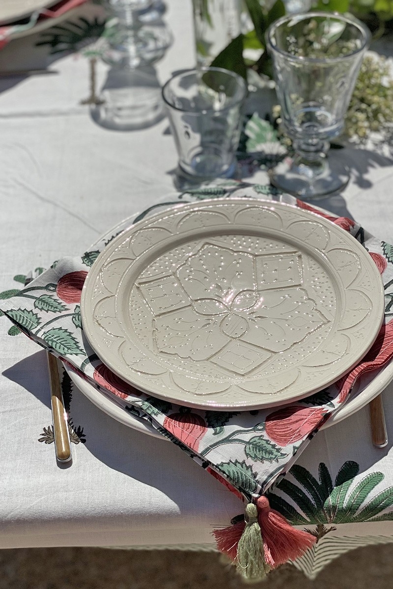 Imperial Lotus Napkin Set (Set of 2) – green/pink – bohemian floral design – Jardin Botanique – Miss June Paris – 4