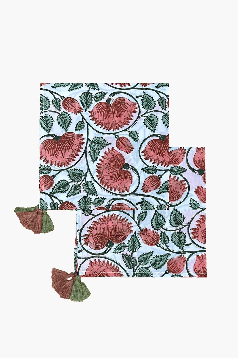Serviette de table Imperial Lotus (Lot de 2) - vert/rose - design bohème floral - Jardin Botanique - Miss June Paris - 1