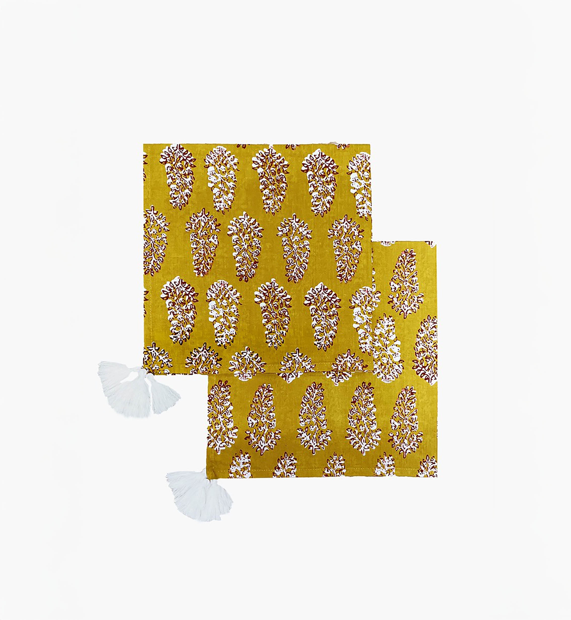 Serviette de table Misty Curry (Lot de 2) - 100% coton - design bohème floral - Jardin Botanique - Miss June Paris - 1