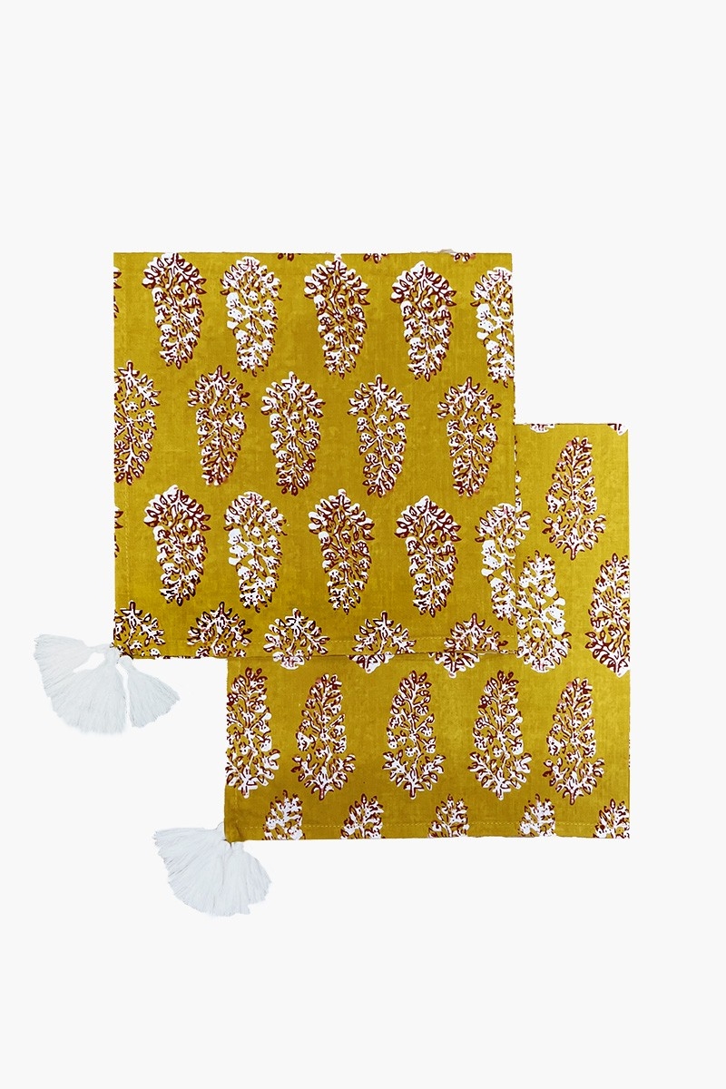 Misty Curry Napkin Set (Set of 2) – 100% cotton – bohemian floral design – Jardin Botanique – Miss June Paris – 1