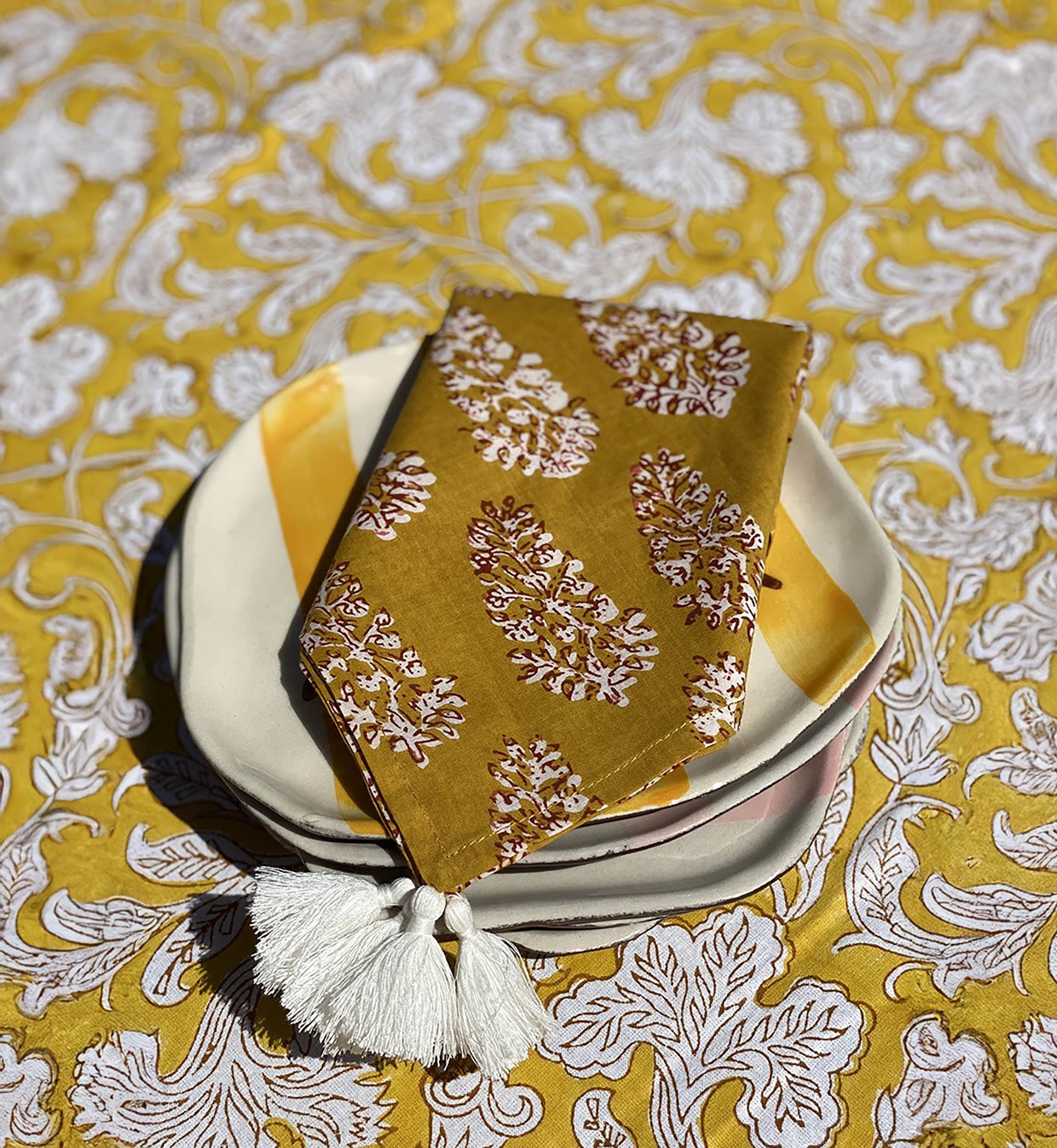 Serviette de table Misty Curry (Lot de 2) - 100% coton - design bohème floral - Jardin Botanique - Miss June Paris - 2