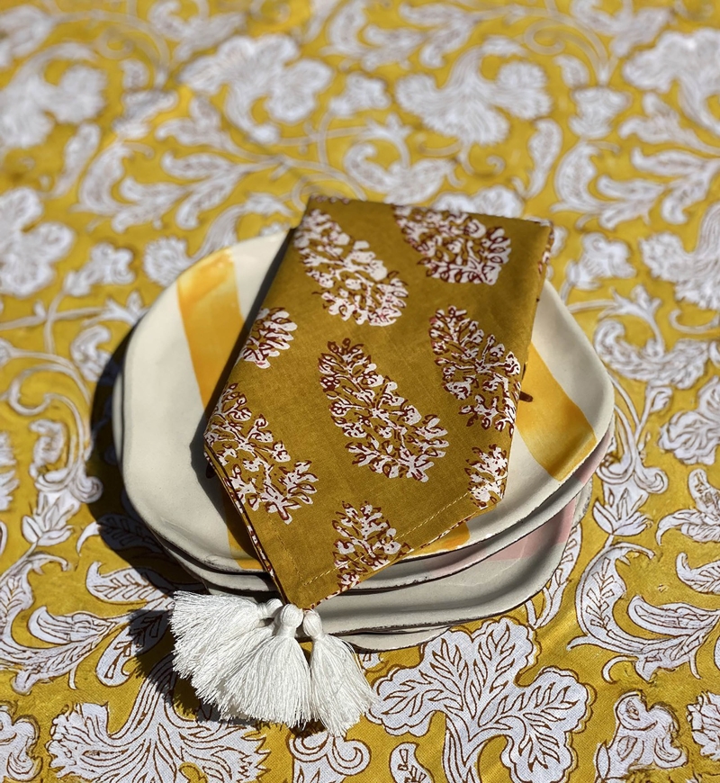 Misty Curry Napkin Set (Set of 2) – 100% cotton – bohemian floral design – Jardin Botanique – Miss June Paris – 2