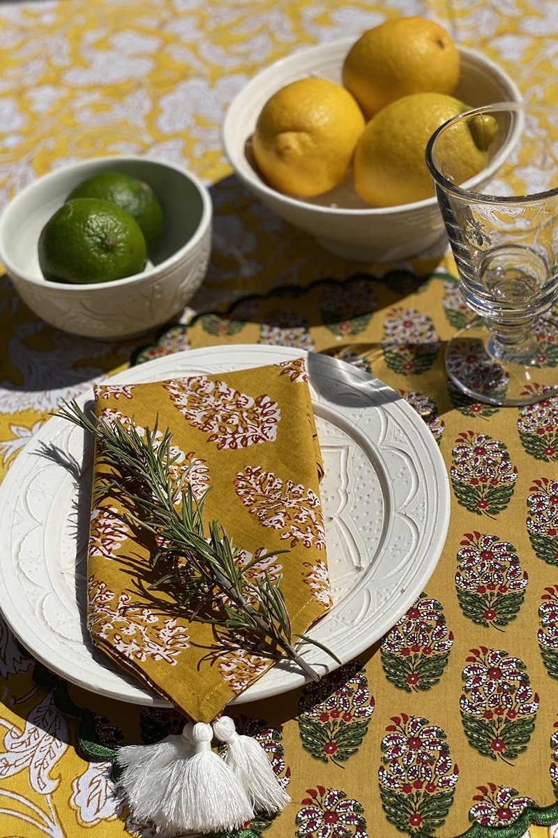 Misty Curry Napkin Set (Set of 2) – 100% cotton – bohemian floral design – Jardin Botanique – Miss June Paris – 3