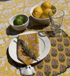 Serviette de table Misty Curry (Lot de 2) - 100% coton - design bohème floral - Jardin Botanique - Miss June Paris - 3